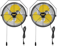 HiCFM 2500 CFM 12" Industrial Wall-Mounted Fan, 3-Speeds High Velocity Wall fans with IP44 Enclosure Motor for Barn, Garage, Warehouse, Greenhouse and Commercial Use, 2 Pack