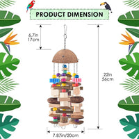 KATUMO Bird Toy, Large Parrot Natural Wooden Blocks Chewing Toy Suits for African Grey Cockatoos - Nutshell - image 2