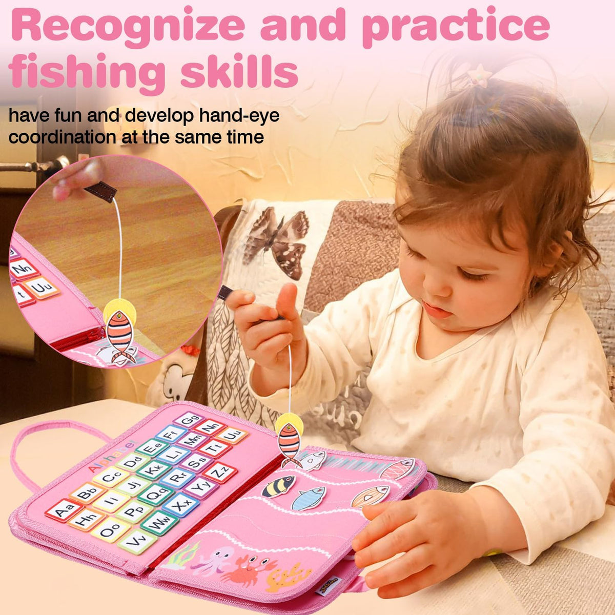 JHkim Busy Board Montessori Toys for Boys Girls Gifts - Pink - image 4