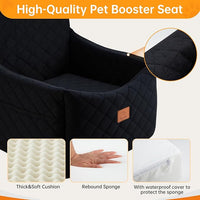 Dog Car Seats for Small Dogs, FurFrolic Memory Foam Dog Booster Seat for Small/Medium Dogs up to 35 lbs, Travel Pet Car Seat with Washable Detachable Cover, Storage Pockets, 2 Safety Belts (Black)