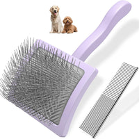 2PCS Slicker Brush for Dogs & Pet Comb - Light Purple / Large
