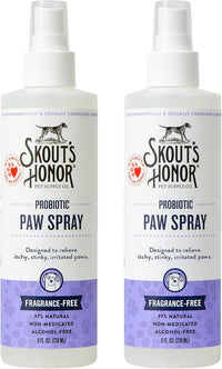 Skout's Honor Probiotic Paw Spray for Dogs - Microbiome-Friendly Certified - Alcohol-Free, Fragrance-Free & Non-Medicated - Supports Healthy Skin & Relieves Itchy, Stinky Paws, 8 oz, 2-Pack