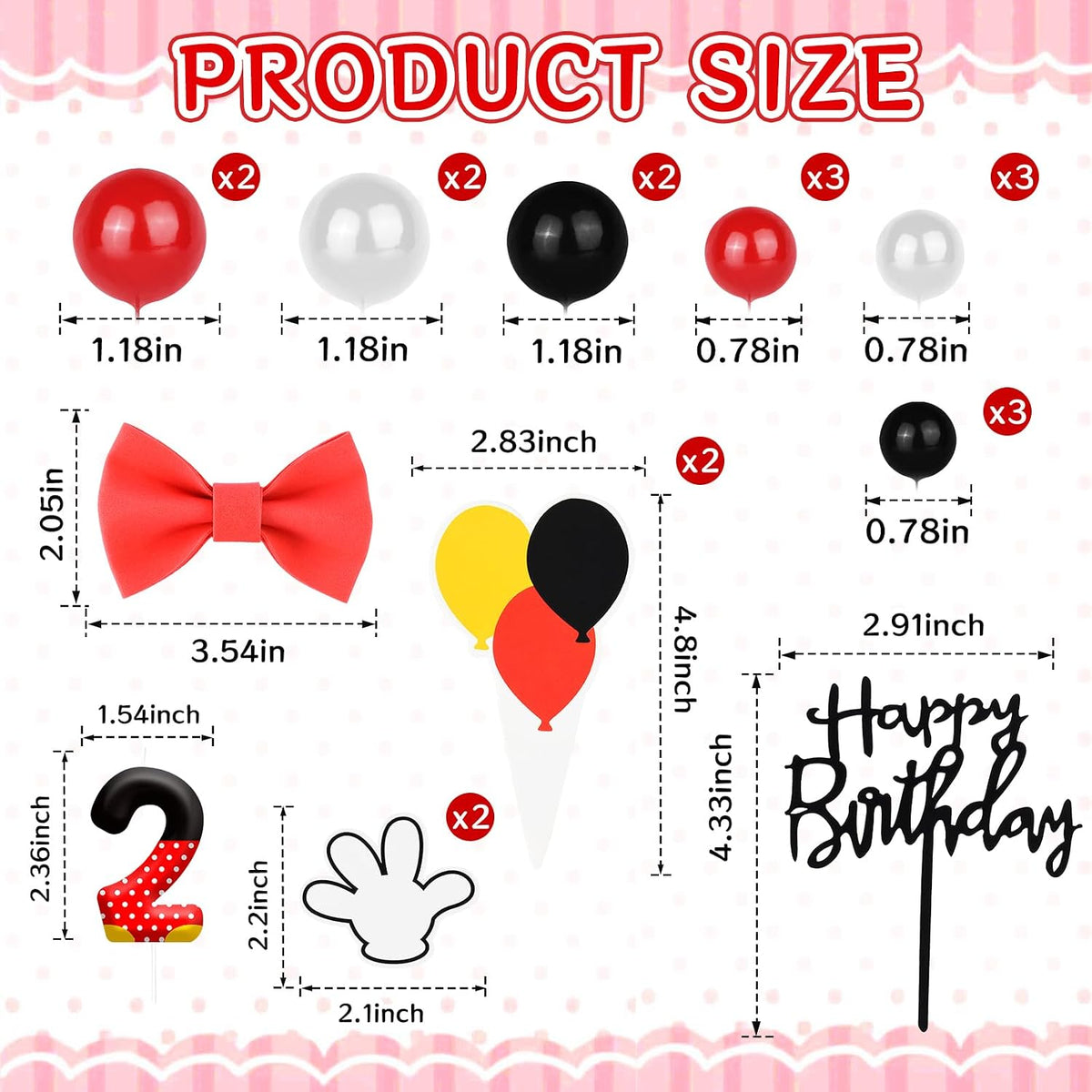 ZSMKJIAYE 25 piece racing cake topper set, red white black with number 3 candle - view 30