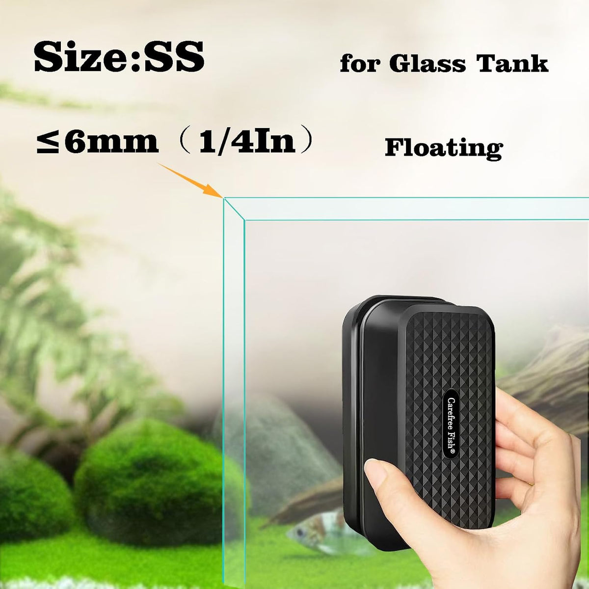 Aquarium Small Magnetic Cleaner for Glass Fish Tank Algae Scraper - SS / Black - image 2