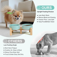 SPUNKYJUNKY Elevated Dog Bowls Ceramic - 5.1 in - 1.7 cups / Light Green - image 3