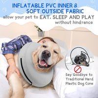 Supet Inflatable Dog Cone Collar for Large Medium Small Dogs, Soft Cone Collar for Dogs Cats, ECollar Doggie Neck Donut Dog Cone Alternative After Surgery