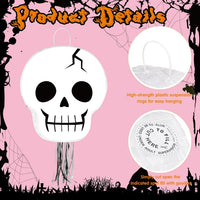 Aoriher Halloween skull piñata with bat stick, blindfold and square confetti - view 28