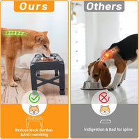 Hubulk Elevated Dog Bowls with 2 Stainless Steel Dog Food & Water - M (8" for M/L Dogs) / Grey - image 3