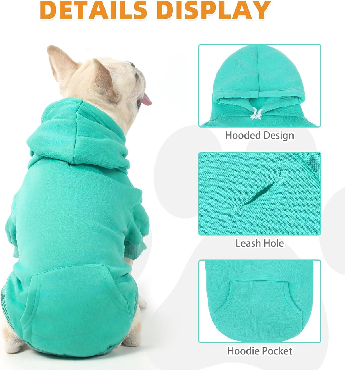 Dog Hoodie for Large Medium Small Dogs - Lake Blue / Small/Medium - image 3