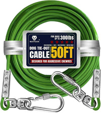 Tie Out Cable for Dogs Up to 300lbs - 50 ft / Green