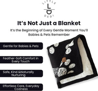 Small Pet Blanket, 100% Organic Cotton - Beige Paw/Black - image 4