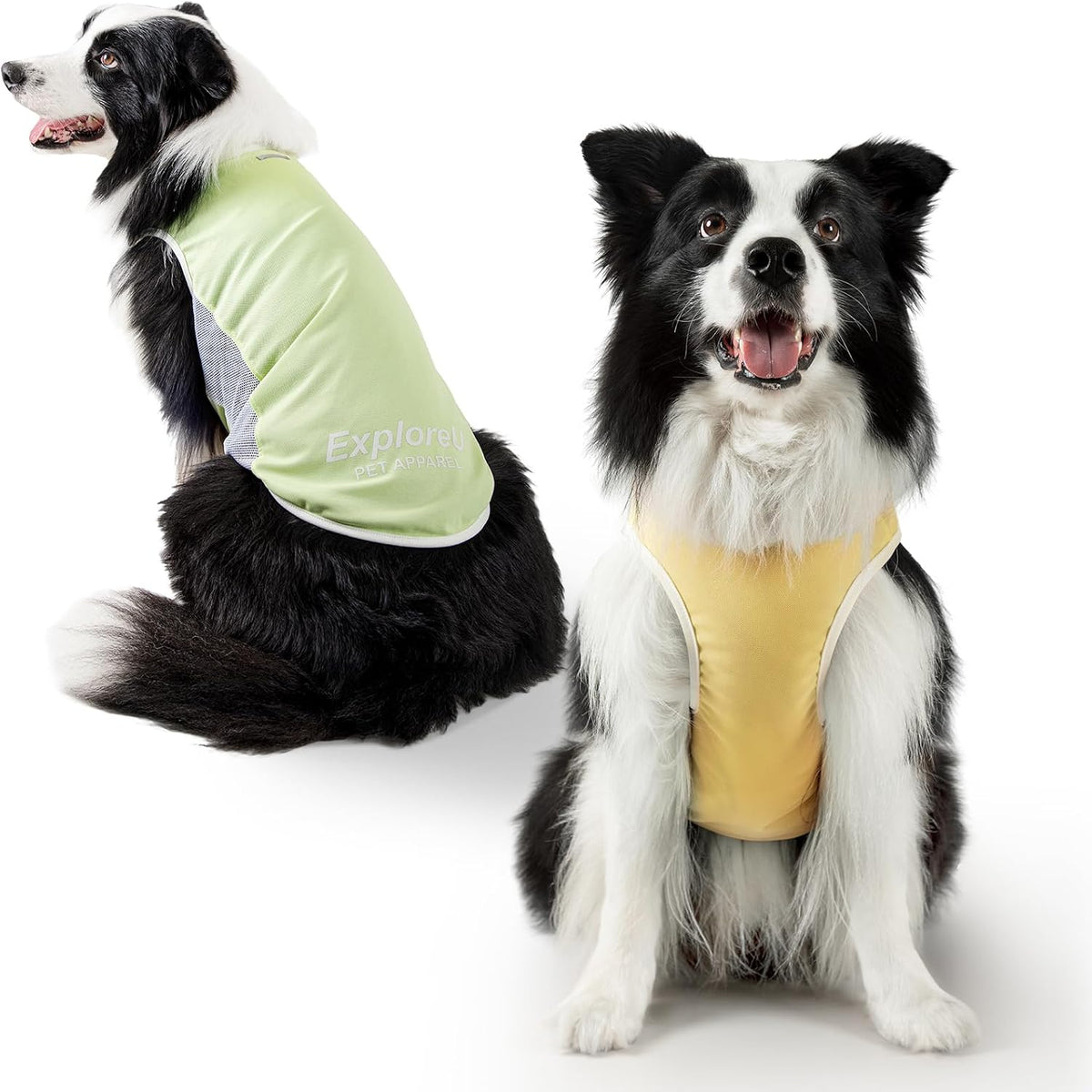 Dog Cooling Vest with Soft Stretchy Sun Protection, XL - Large (44-55lbs) / Melon Green+Soft Yellow