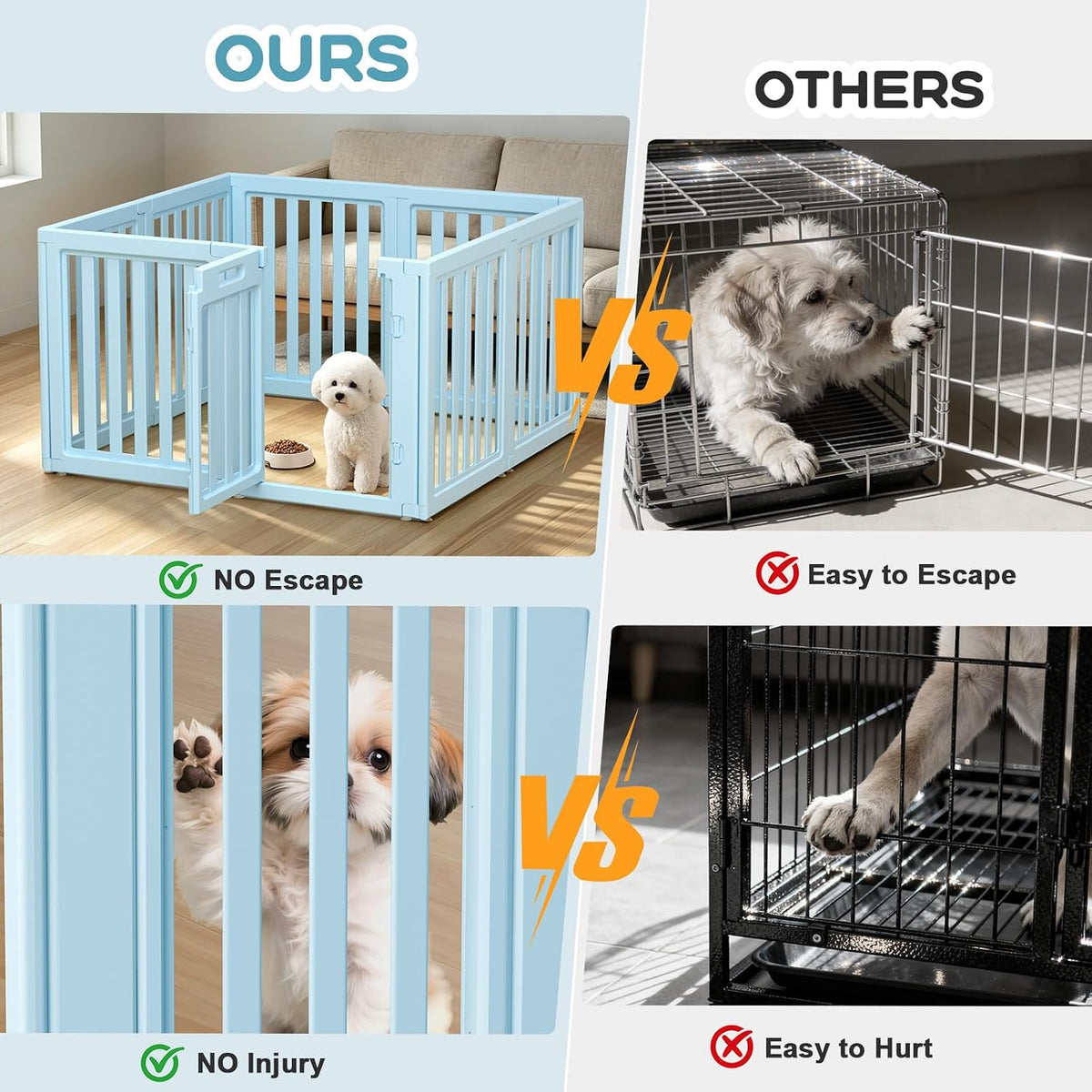 Dog Playpen Indoor, Puppy Playpen, White 23.6" H, 10 Panels - blue / 8 / 23.6 inch Height - image 2