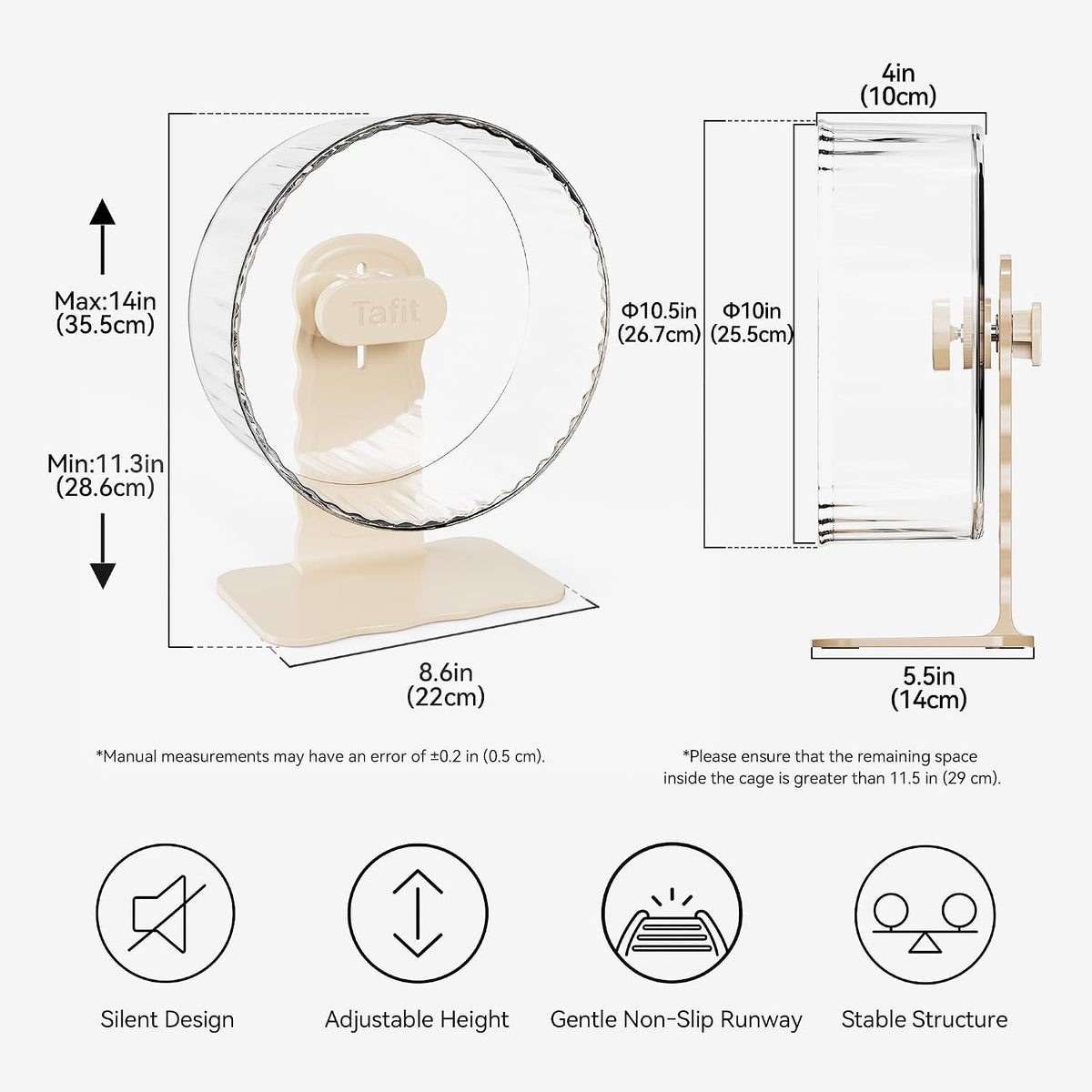 Super‑Silent Hamster Exercise Wheel - 10.2inch / Transparent - image 3