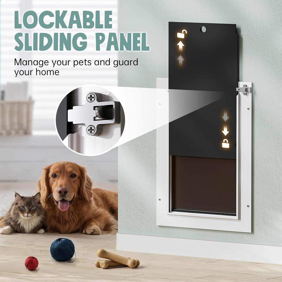 3-Flaps Insulated Aluminum Dog Door for Wall, Pets Up to – Essentials for Dogs - Medium - image 2