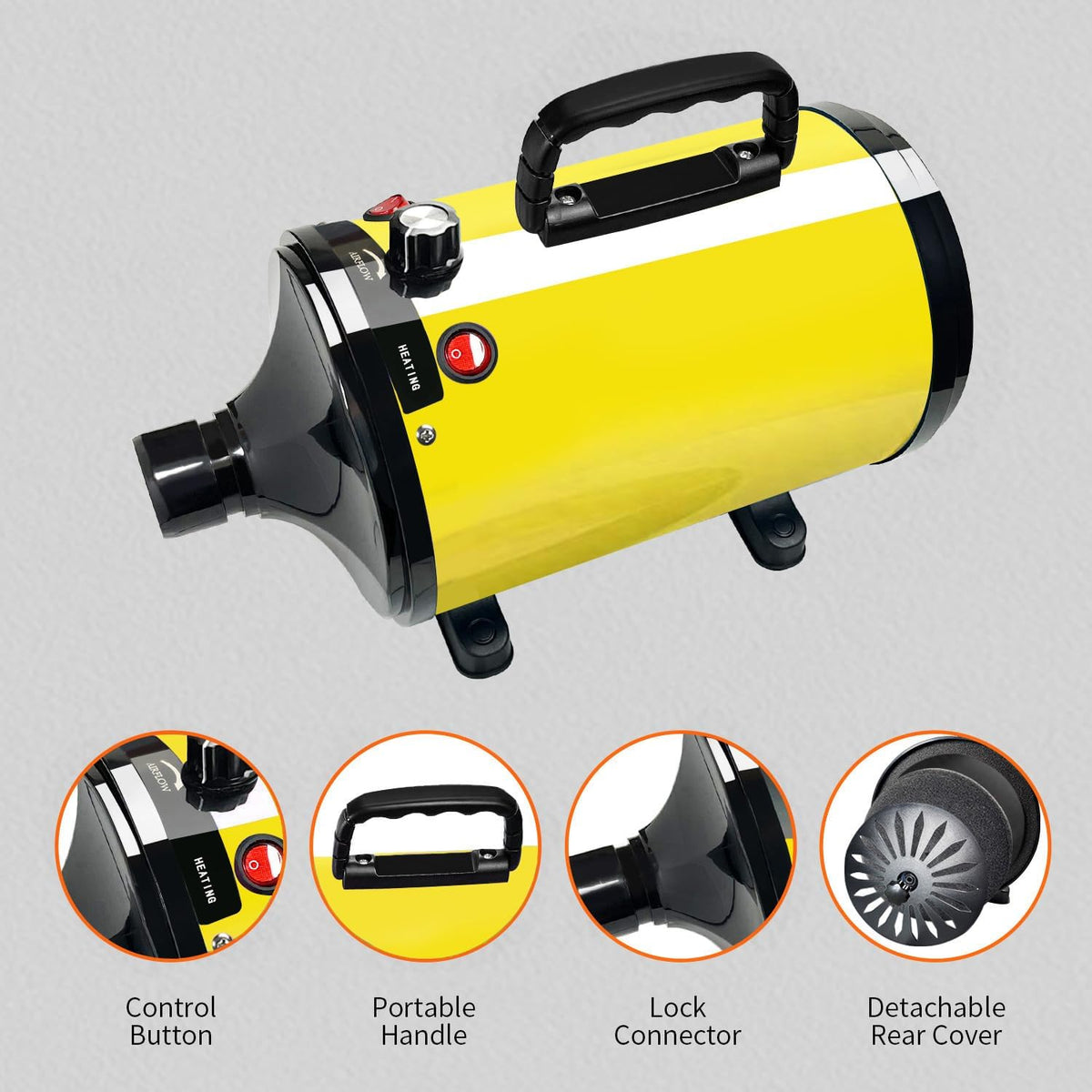 Dog Dryer, High Velocity Professional Dog Grooming Dryer - Yellow-x1 - image 3