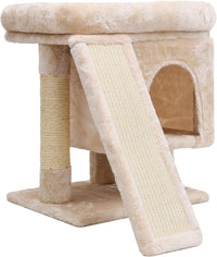SYANDLVY Gothic Cat Tree with Coffin Bed for Indoor Cats - Beige
