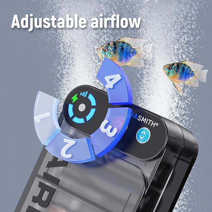 Live Bait Aerator,Ultra-Long Battery Life,Rechargeable Aquarium Air Pump 4w/64GPH(3000mAh Dual Hole) IPX4 Magnetic Charging Design,Suitable for Fishing Enthusiasts,with Hose and Stone