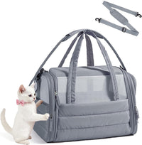 BAGSMART Cat Carrier Soft-Sided Puffy Quilted Collapsible Pet Travel - Dark Grey / 18.1"L x 11.0"W x 11.0"H