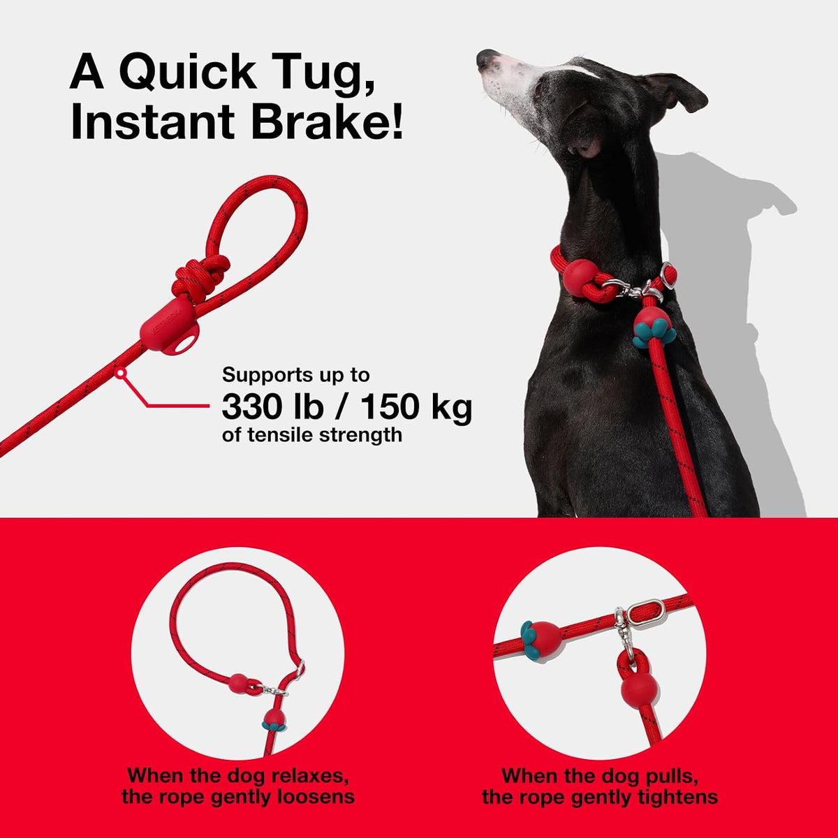 VETRESKA Hands-Free Dog Leash - Strawberry Red - image 3