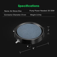VIVOSUN 2PCS 4 x 2 in Large Air Stone for Aquarium, Air Pump – Essentials for Fish - 8 inch-Round - image 3