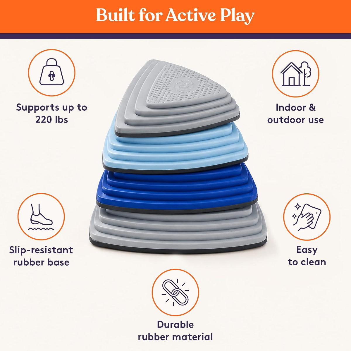Special Supplies 10 piece rubber stepping stones for kids in bright colors - view 11