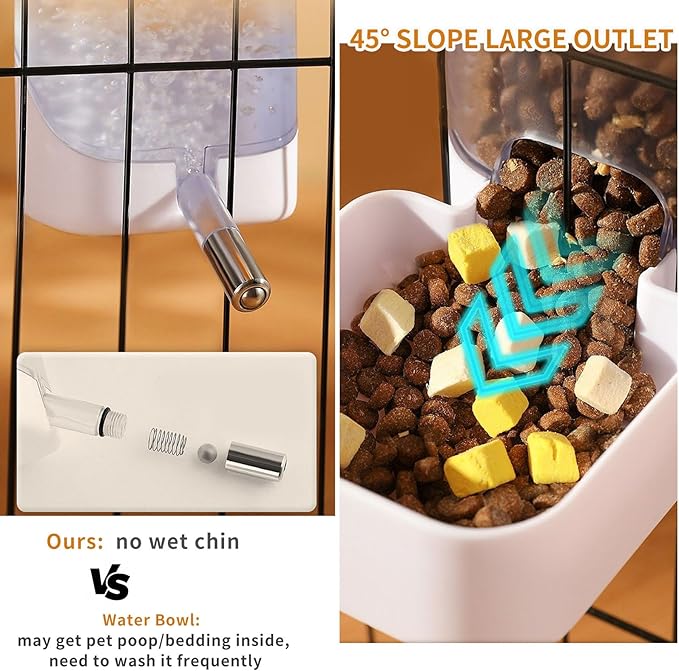Guinea Pig Food Water Dispenser, Bunny Food and Water Bowl Set for Cage, Small Aniaml Dish for Rabbits, Ferrets, Rats, Squirrels