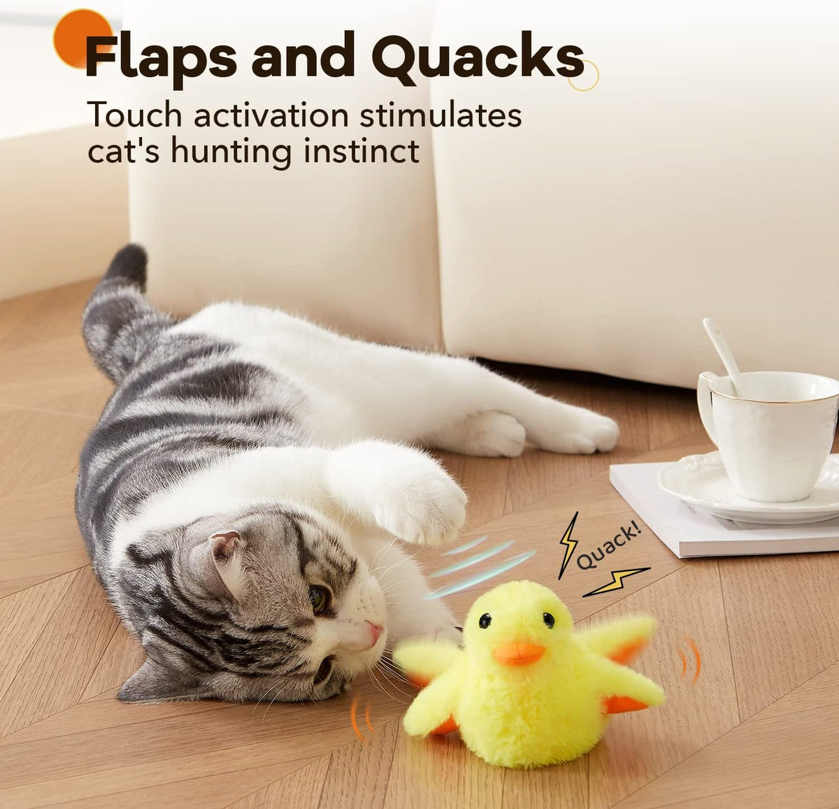 Potaroma Cat Toys Rechargeable Flapping Bird Sparrow - 4.0 inches / Duck - image 2