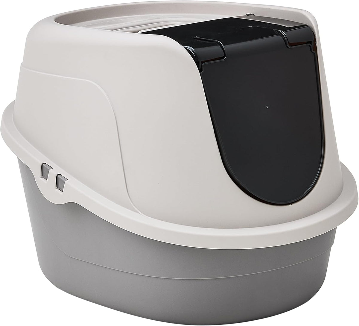 Amazon Basics No-Mess Hooded Enclosed Cat Litter Box with Odor - Standard (Pack of 1)