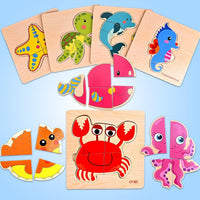 8pcs Wooden Puzzles for Toddlers 1-3, Toddler Puzzles Ages 2-4 – Fun for Kids & Family - Marine Animals - image 3
