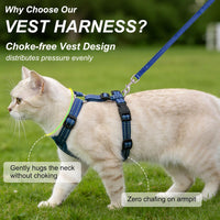Cat Harness and Leash Set, Escape Proof and Adjustable - Planets Stars Navy Blue / M (Chest: 12 - 19") - image 2