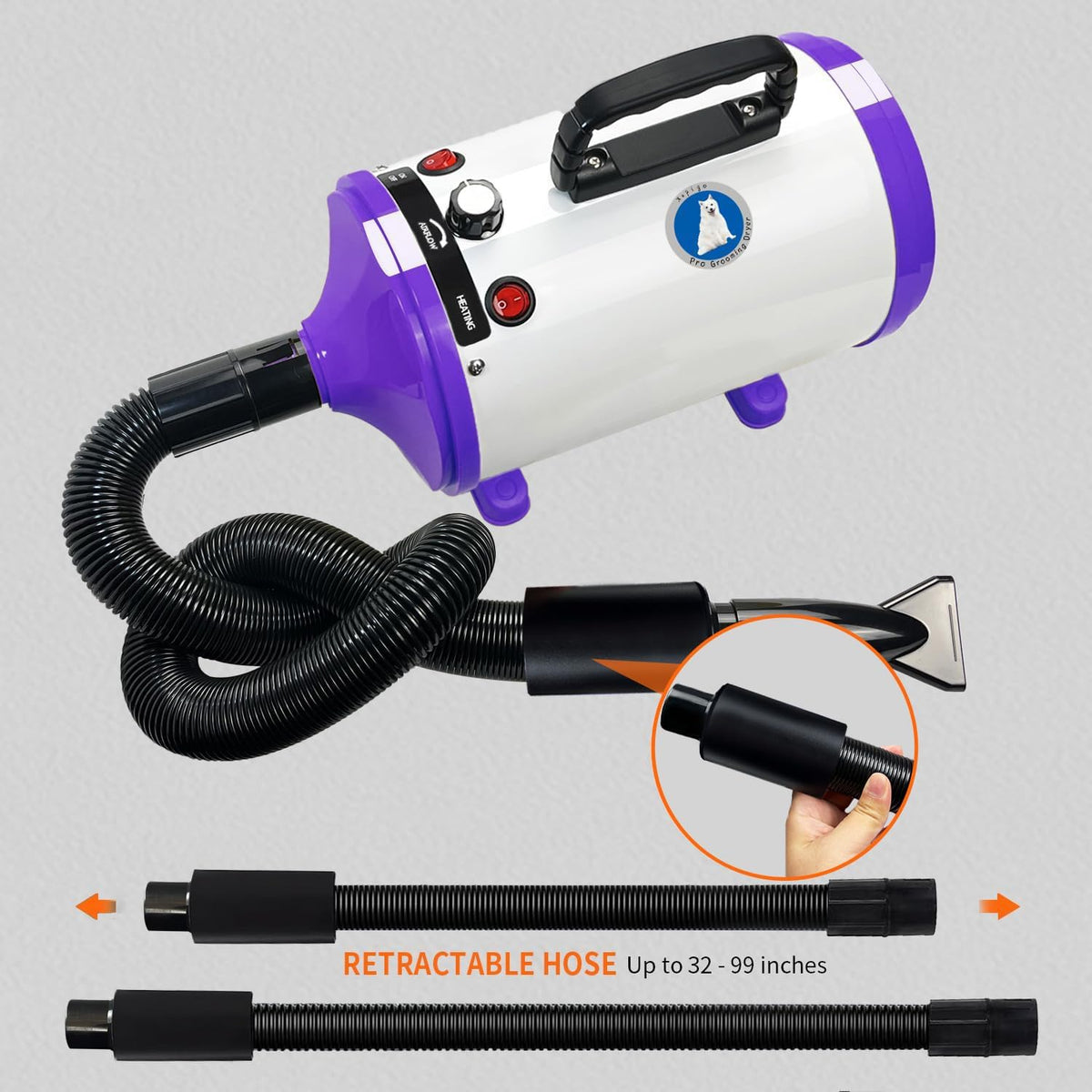 Dog Dryer, High Velocity Professional Dog Grooming Dryer - Purple - image 2