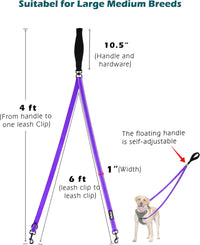 Two Point Control Dog Leash, No Tangle Training Walking Leashes – Essentials for Dogs - Purple - image 4