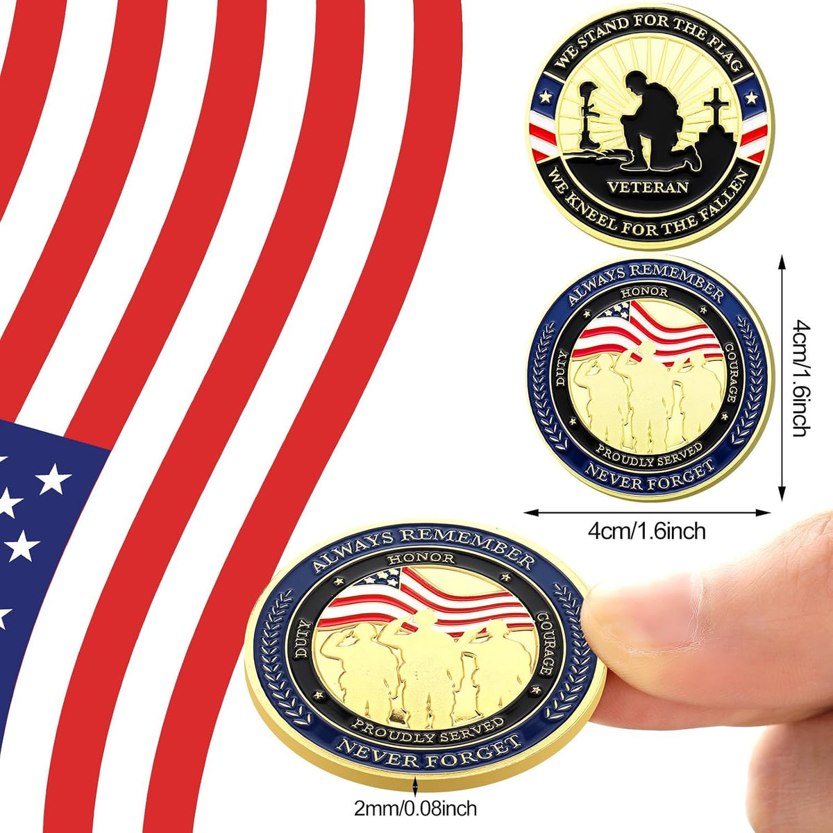 Landical 40 Pcs Military Challenge Coins Collection Set Bulk - Pretty - image 2