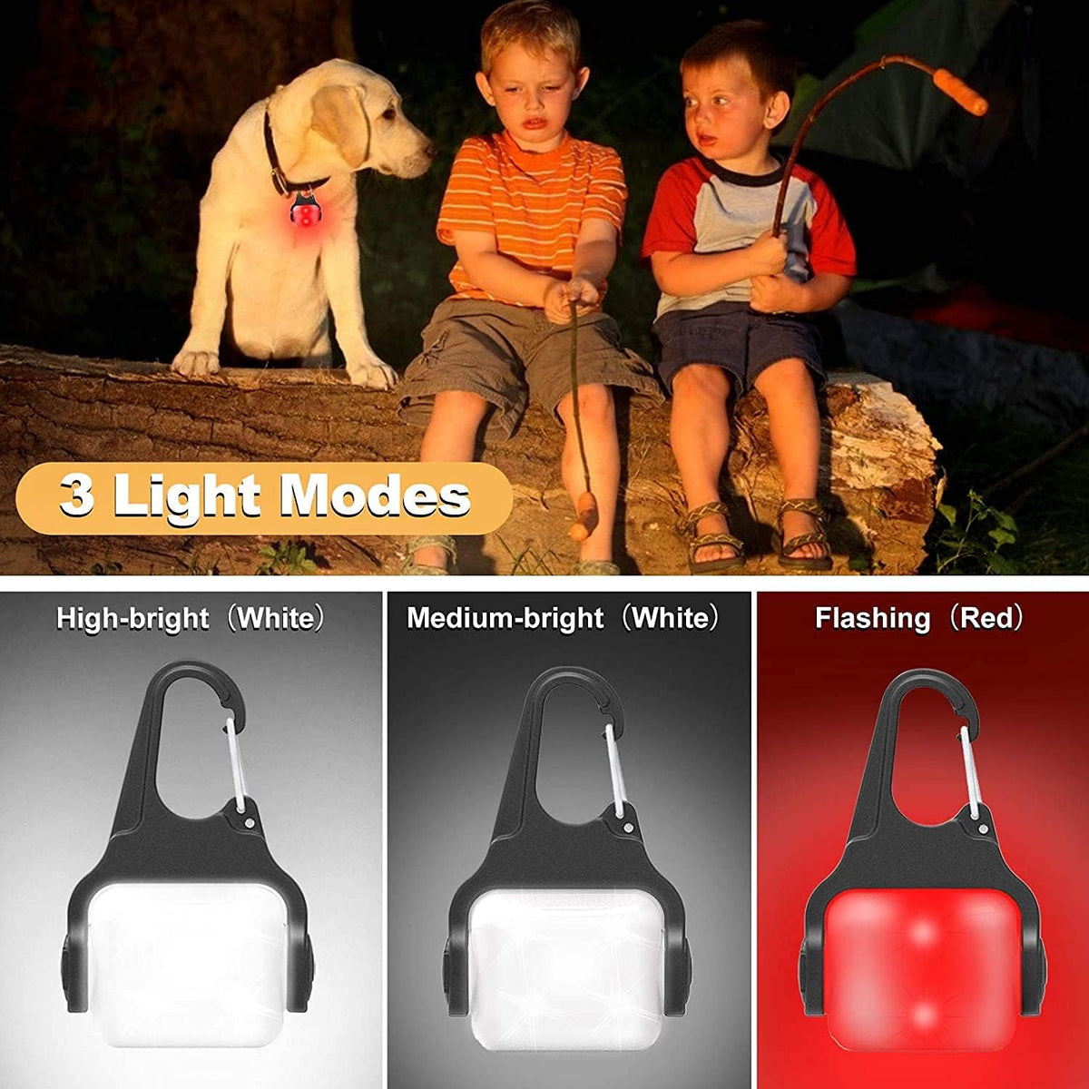 Dog Lights for Night Walking, Clip on Dog Collar Light, 3 Modes - White-3pcs-3Modes - image 2