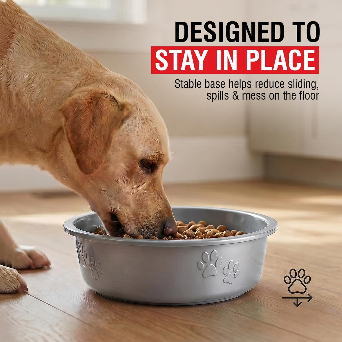 Loving Pets Dolce Luminoso Dog Bowl, Non-Skid Plastic Bowl - Small / Silver - image 2
