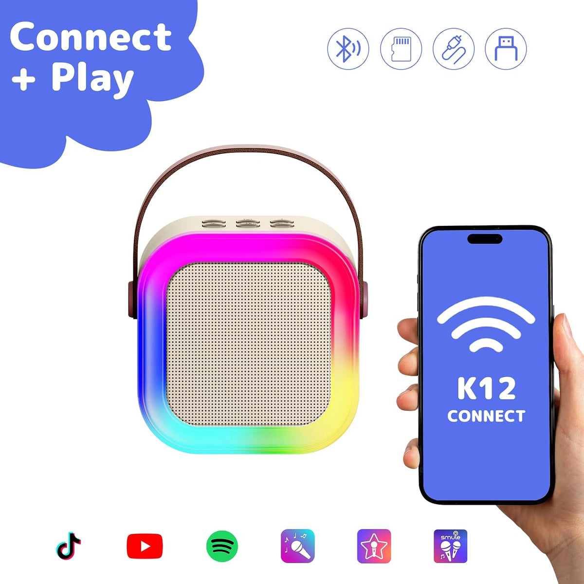 Karaoke Machine for Kids Adults - Beige - image 3