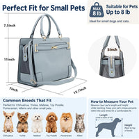 Fashion Pet Carrier Dog Cat Carrier Purse Soft-Sided Leather Handbag - Grey - image 2