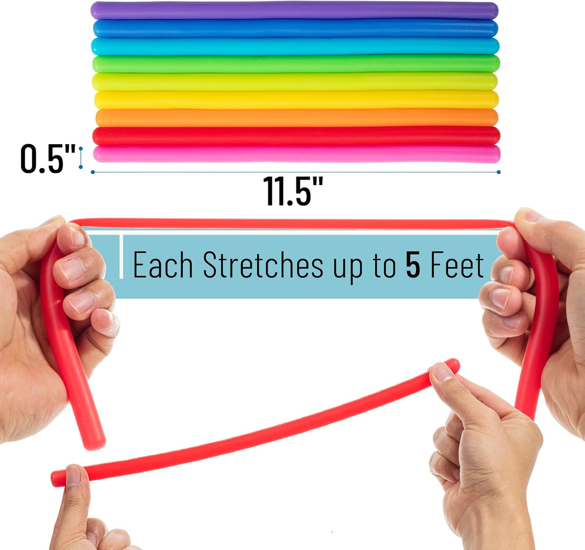 Mr. Pen, Monkey Noodle Fidget Toy, Colorful - Rainbow Rocket / 9 Pack - image 4