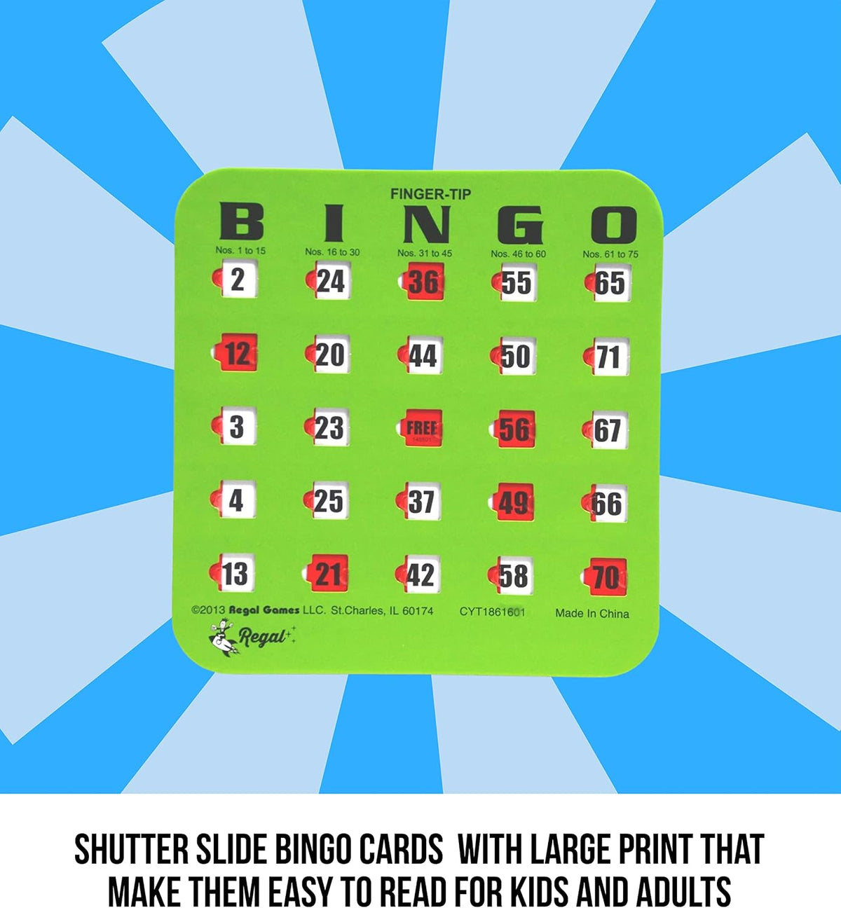 Regal Bingo Bulk Bingo Cards with Sliding Windows - Green / 10 Cards - image 4
