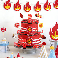 44PCS Halloween Cake Toppers with Spider Bat Castle Pumpkin Skull - Fire Truck - image 3