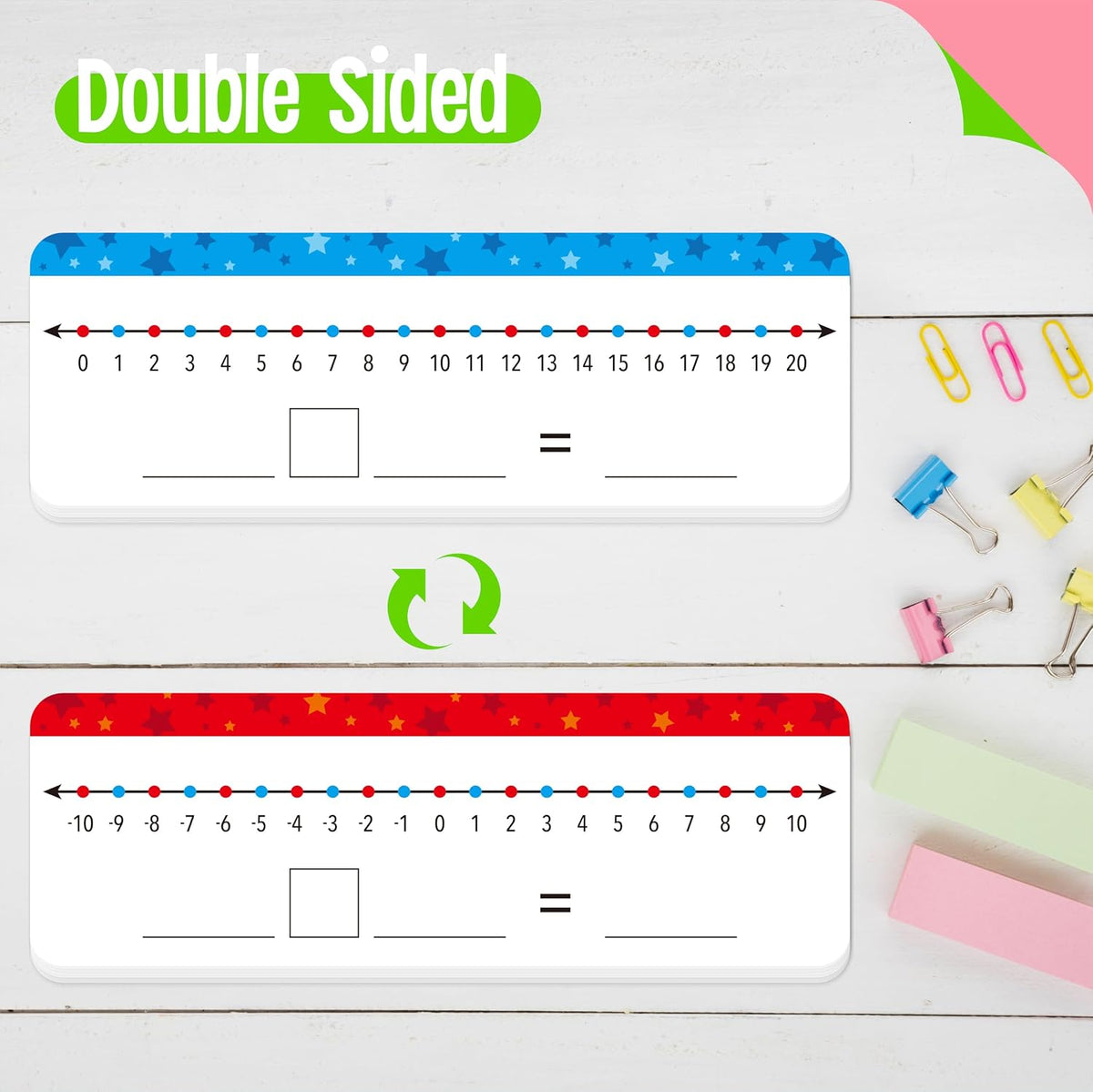 SpriteGru number line dry erase boards with 0-10 and 0-20 lines and colorful star print - view 9