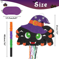 WERNNSAI Halloween skull pumpkin piñata in orange and black with spooky face - view 16