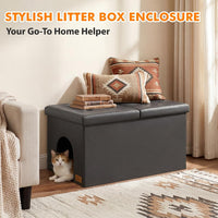 Zerbuger Cat Litter Box Enclosure Furniture for Odor Control – Essentials for Cats - Gray-Faux Leather / X-Large - image 4