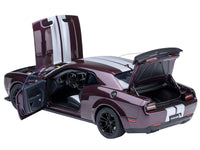 2022 Dodge Challenger SRT Jailbreak Hellraisin Purple with White Stripes 1/18 Model Car by Autoart