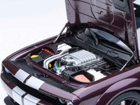2022 Dodge Challenger SRT Jailbreak Hellraisin Purple with White Stripes 1/18 Model Car by Autoart