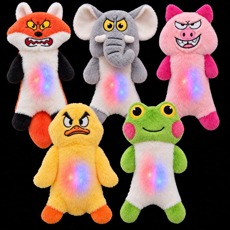 LECHONG 5Pack Dog Squeaky Plush Toys Puppy Toys Assortment Value - muti color