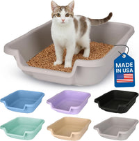 KittyGoHere Senior Cat Litter Box Jumbo Low Entry Open Top - Misty Gray / Small