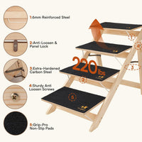 Luciphia Wooden 2-in-1 Dog Stairs - 25.6"H X 31.5"L X 17.3"W-4 steps for standard & high beds - image 2