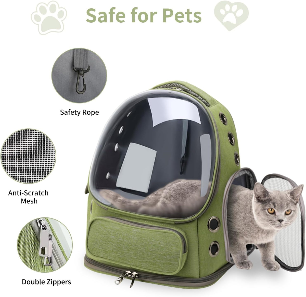Cat Backpack Carrier for Cats and Small Dogs - Green / Large - image 4